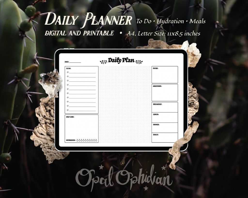 Opal Ophidian custom undated daily planner printable or digital